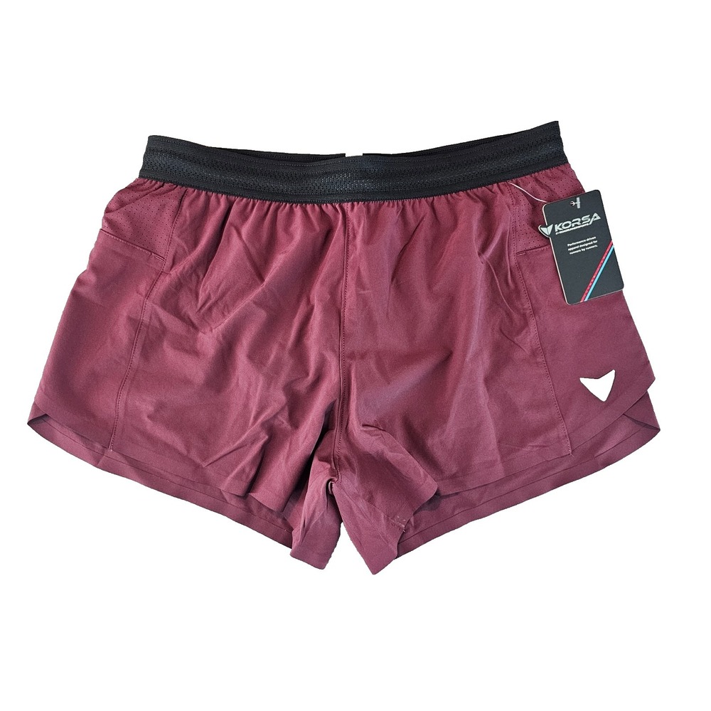 KORSA Women's Accelerate 3" Race Shorts Medium Walking Activewear Wine NWT
